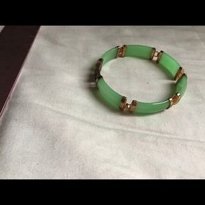 Jade and gold plated link bracelet